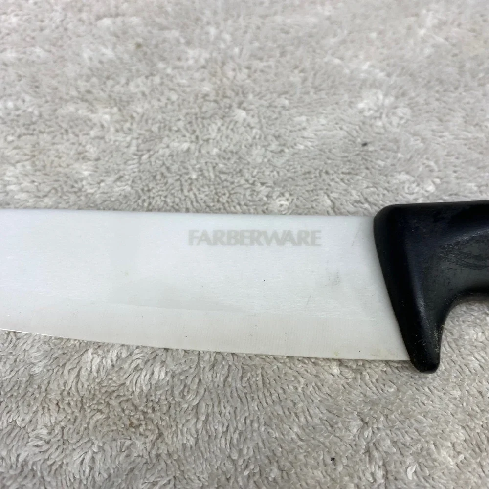 Farberware Ceramic Chef Knife White Blade Black Handle with Protective Sheath